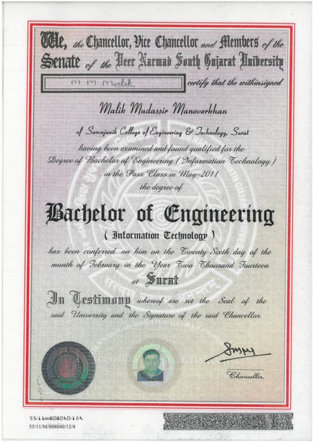 Bachelors Degree Certificate
