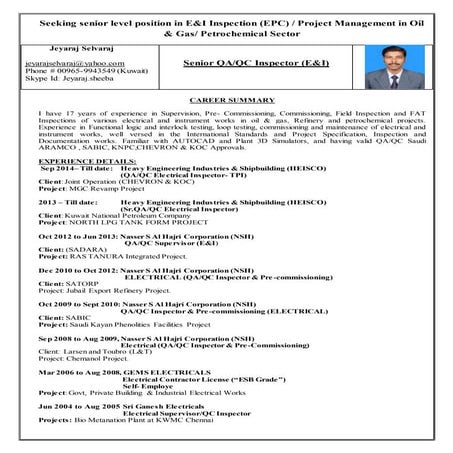 JEYARAJ CV QA-QC Inspector(E &I)