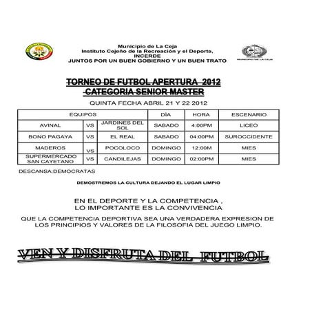 19 de abril de 2012 de programaciones de futbol