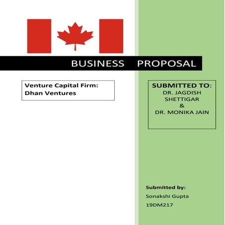 Business Proposal: Venture Capital Firm in Canada | PDF