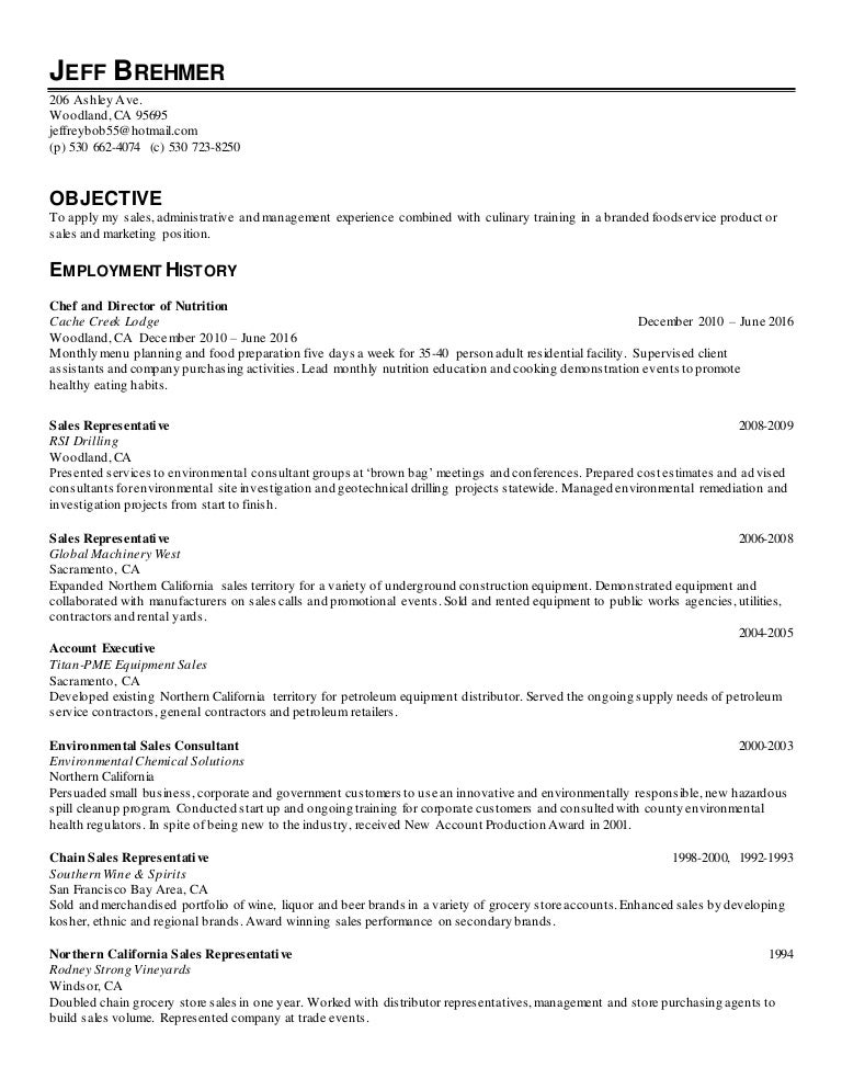 jeff brehmer resume 2016 sales health food store resume