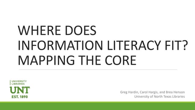 Where Does Information Literacy Fit? Mapping the Core