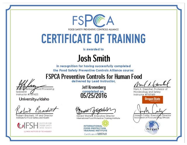 FSMA certification FSMA certification