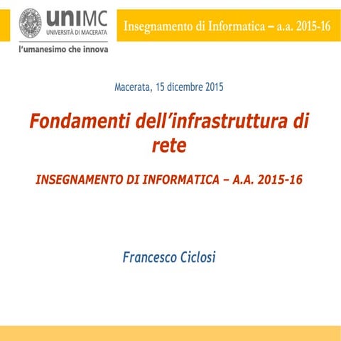 MODULO 19 –> Fondamenti dell’infrastruttura di rete