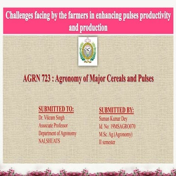 Challenges facing by the farmers in pulses production and productivity ?