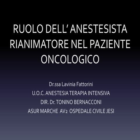 Ruolo Anestesista nelle Cure palliative