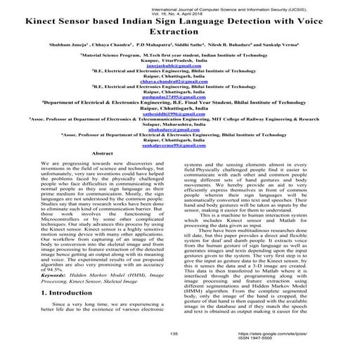 Kinect Sensor based Indian Sign Language Detection with Voice Extraction