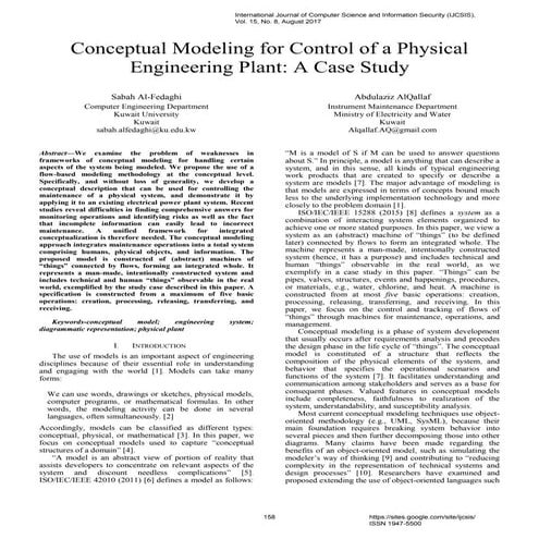 Conceptual Modeling for Control of a Physical Engineering Plant: A Case Study 
