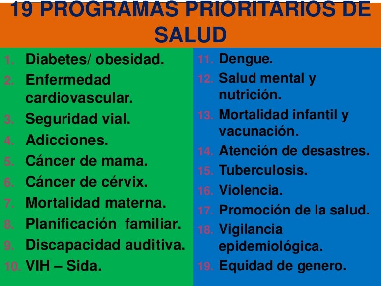 19 programas prioritarios de salud