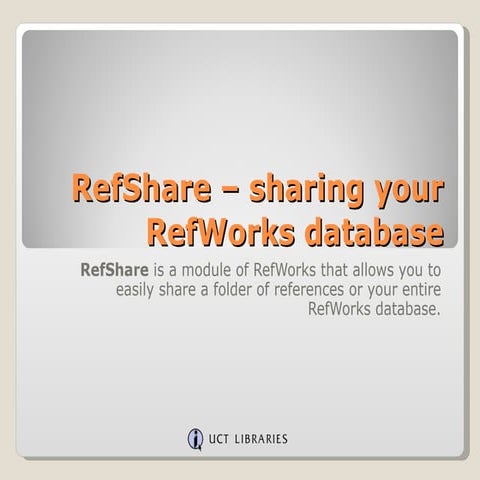19 ref share 2.0 – sharing your refworks database