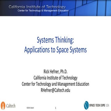 Systems Thinking:Applications to Space Systems
