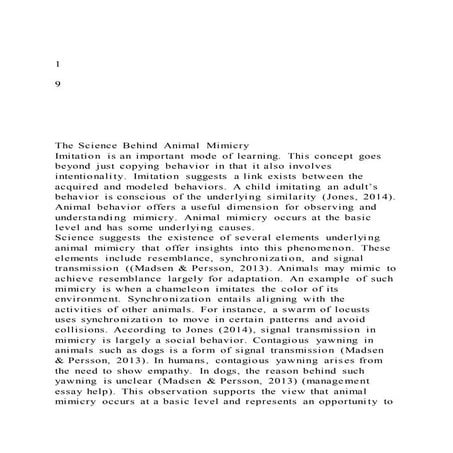 19The Science Behind Animal MimicryImitation is | PDF | Free Download
