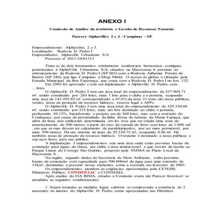 1a apresentação do projeto pela Comissão de Análise do Território