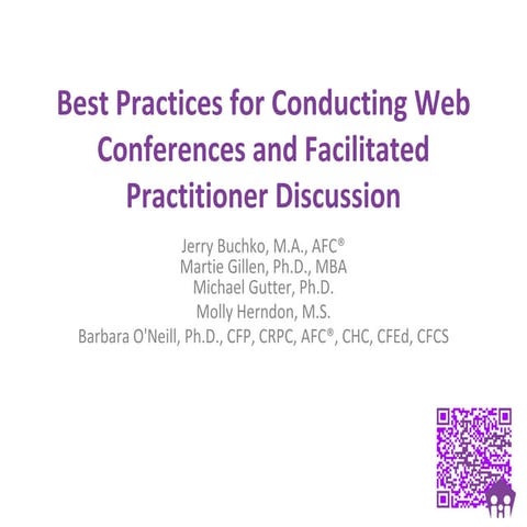 AFCPE 2016 Workshop-Webinar Best Practices