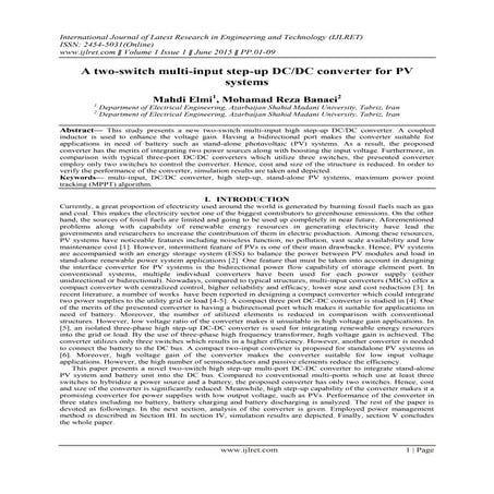 A two-switch multi-input step-up DC/DC converter for PV systems