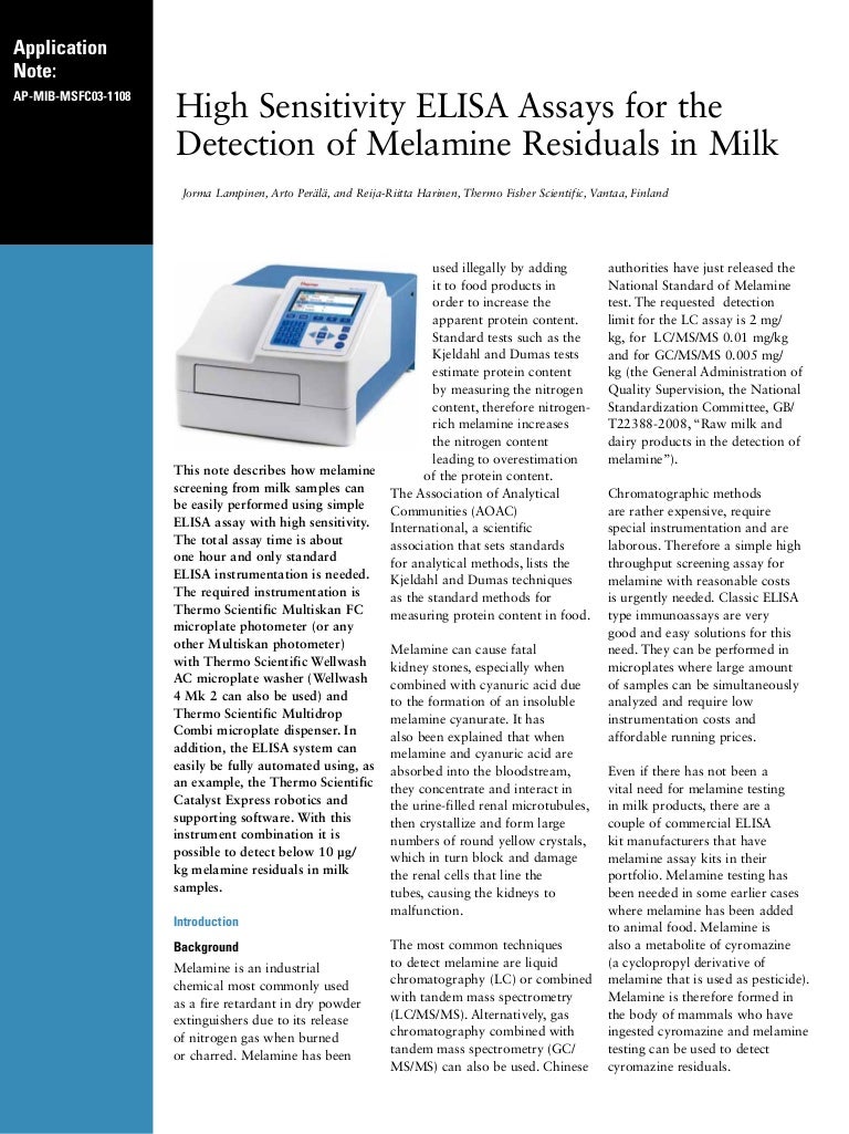 Detection of Melamine in Milk