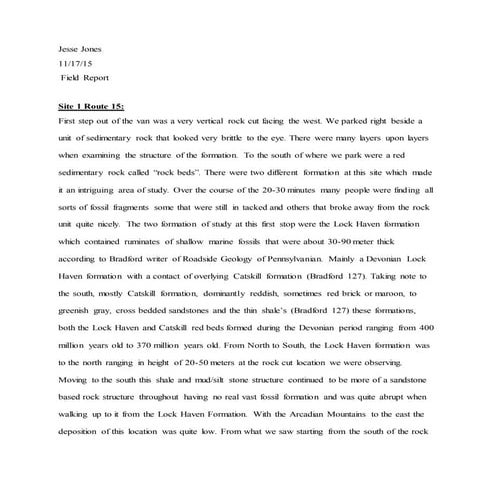 Hist. geology field report