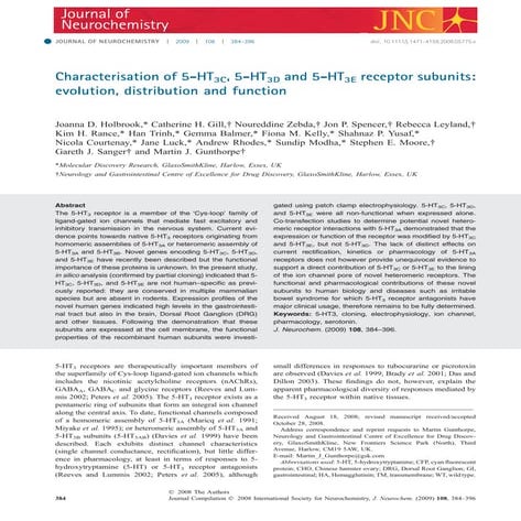 Characterisation of 5-HT3 receptor subunits