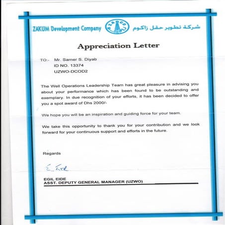 APPRECIATION LETTER 2 | PDF