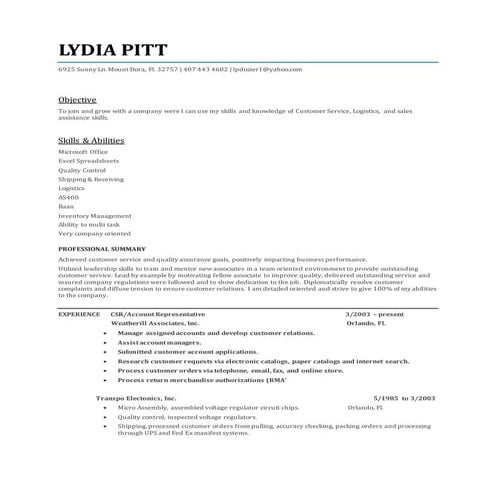Wendy's Resume | DOCX