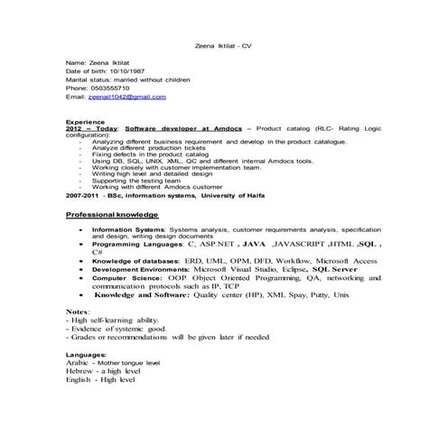 Zeena Iktilat's CV-2