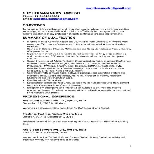 Sumithranandan_TechnicalWriter_10+Yrs_Exp