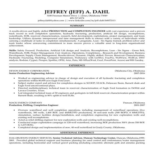 DAHL JEFFREY - CV - Resume 20161026