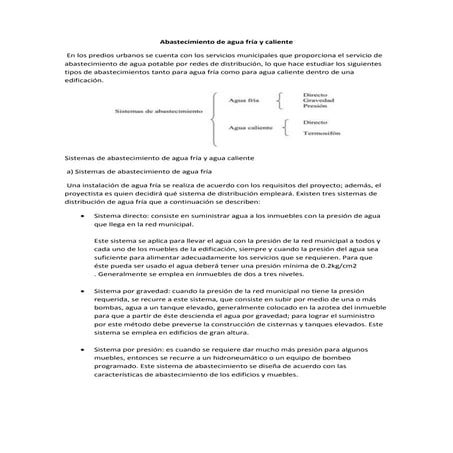 1 abastecimiento de agua fría y caliente