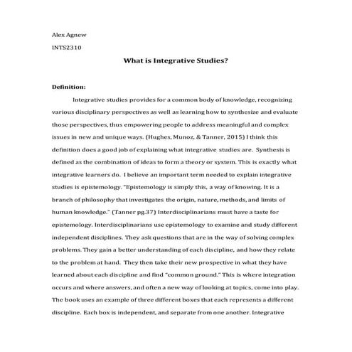 INTS 2350 What is Integrative Studies