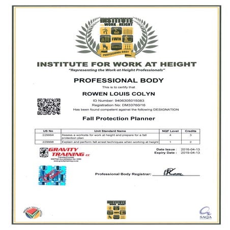 RL Colyn - Fall Protection Planner | PDF