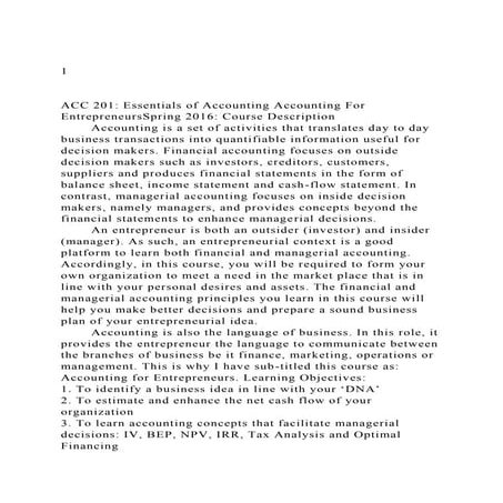 1ACC 201 Essentials of Accounting Accounting For Entreprene.docx