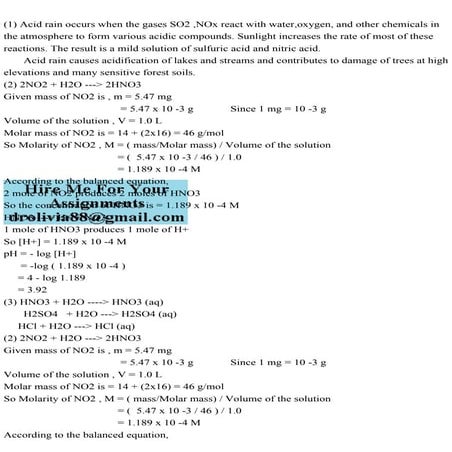 (1) Acid rain occurs when the gases SO2 ,NOx react with water,oxygen.pdf