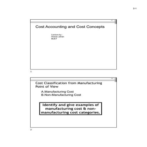 1a Cost Classification form Manufacturing Pt of View and Predicting Cost Beha...