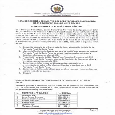 acta de rendición de cuentas  periodo 2016