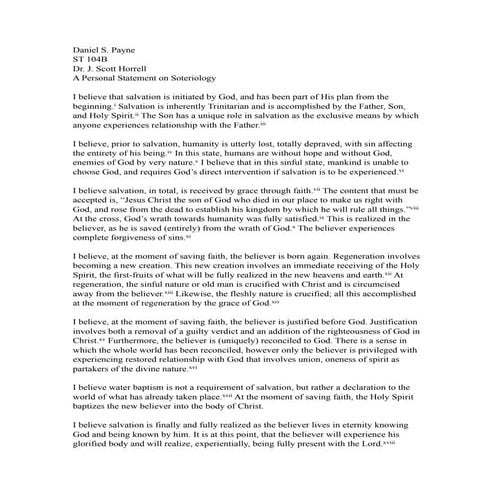 ST 104 Personal Doctrinal Statement