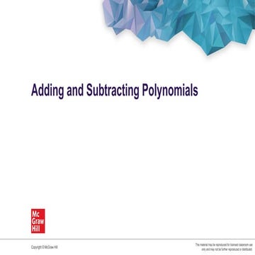 Adding and subtracting Polynomial PowerPoint