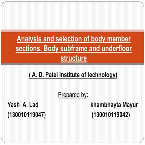 Analysis and selection of body member sections, Body subframe and underfloor ...