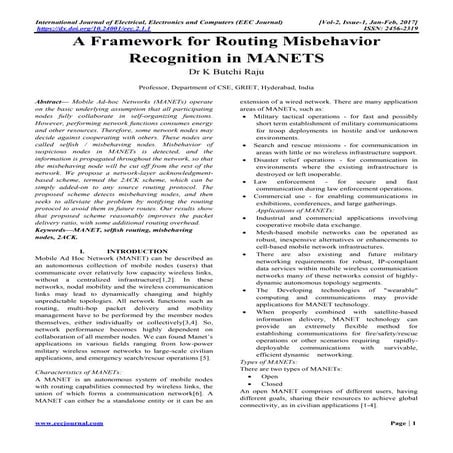 A Framework for Routing Misbehavior Recognition in MANETS