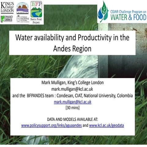 Water Availability and Productivity in the Andes Region