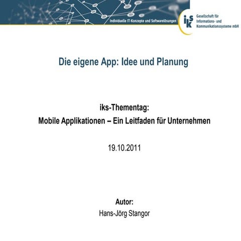 Mobile Applikationen: Idee und  Planung