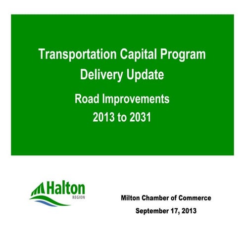 Transportation Milton, presentation by Tim Dennis, Halton Region