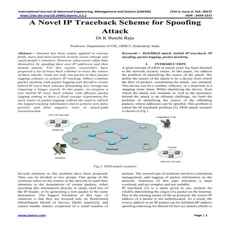 A Novel IP Traceback Scheme for Spoofing Attack