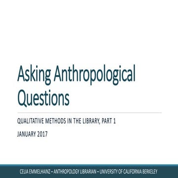 Asking Anthropological Questions