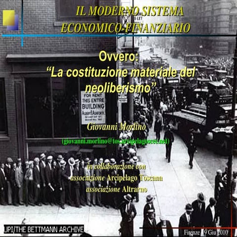 1a parte: Storia del moderno sistema economico-finanziario