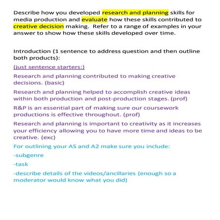 1 a practice essay r and p creati