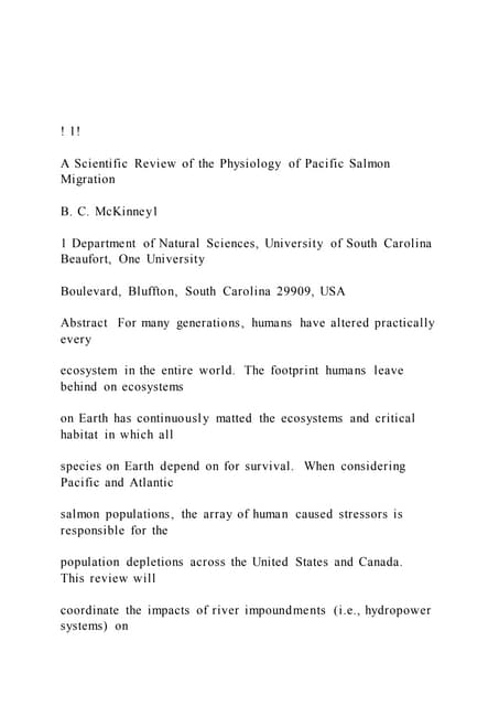 ! 1!A Scientific Review of the Physiology of Pacific Salmo