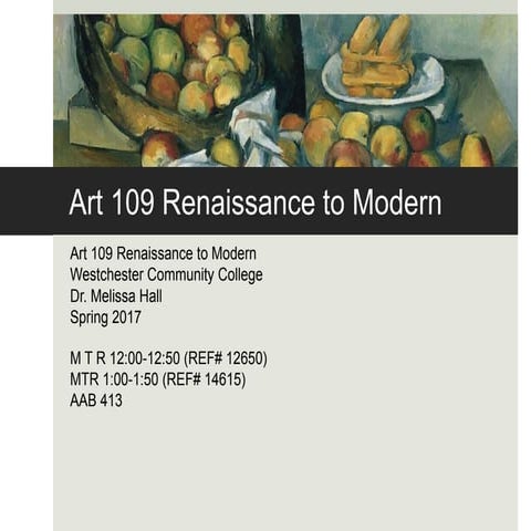 Art 109 Syllabus Overview (Day Class) Spring 2017