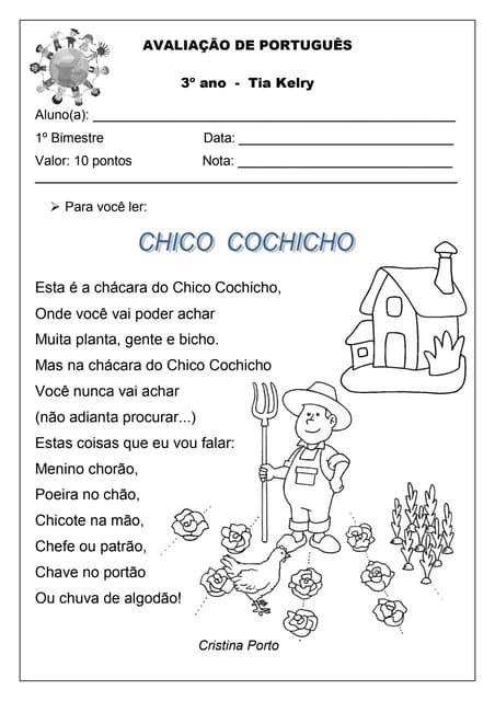 Avaliação de Português 3º ano 1º bim 
