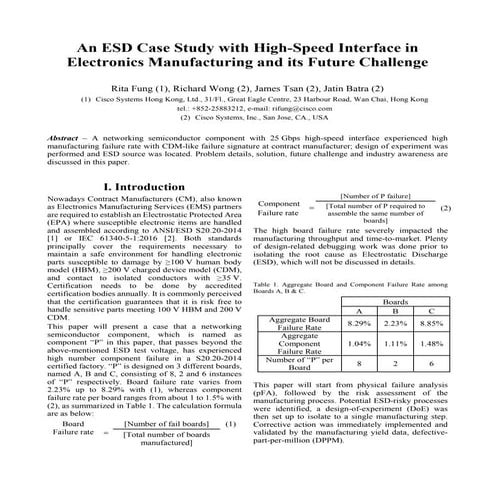 An ESD Case Study with High Speed Interface in Electronics Manufacturing and ...