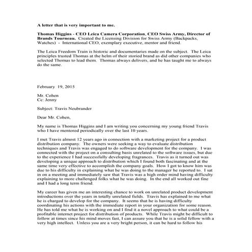 Letter of Recommendation - CEO | PDF